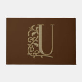 Elegant Entry Monogram U Initiaal op bruin Deurmat (Voorkant)