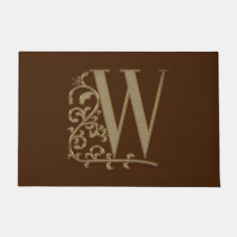 Elegant Entry Monogram W Initiaal op bruin Deurmat