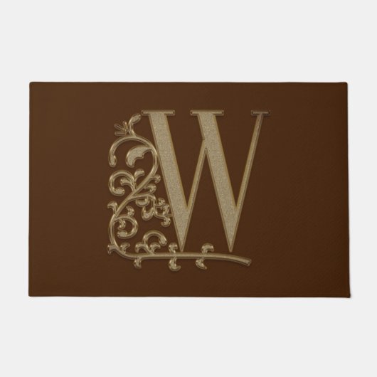 Elegant Entry Monogram W Initiaal op bruin Deurmat (Voorkant)