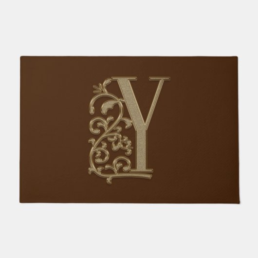 Elegant Entry Monogram Y Initiaal op bruin Deurmat (Voorkant)