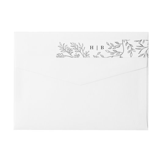 Elegant Envelope Floral Monogram Sketting Address (Achterkant)