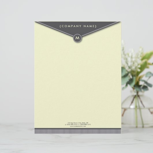 Elegant Envelope (leisteen) Monogram Letterhead Briefhoofd (Staand voorkant)
