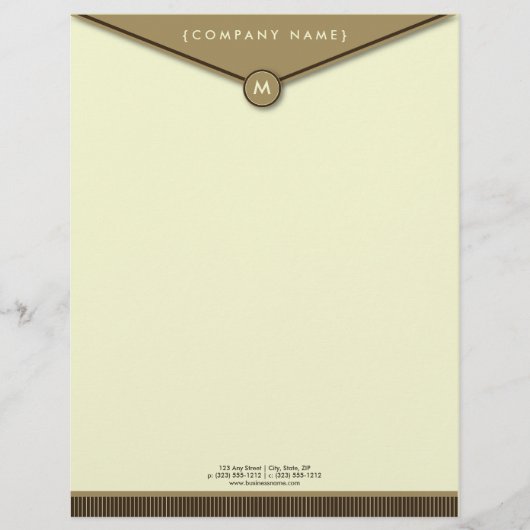 Elegant Envelope (mocha) Monogram Letterhead Custom Briefhoofd (Voorkant)