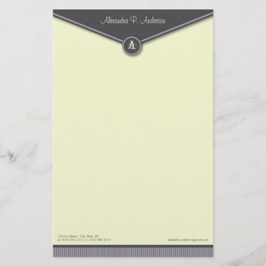 Elegant envelopje (leisteen) Monogram briefpapier (Voorkant)