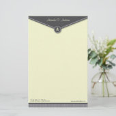 Elegant envelopje (leisteen) Monogram briefpapier (Staand voorkant)