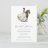 Elegant Equestrian Bride Horse Vrijgezellenfeest Kaart (Staand voorkant)