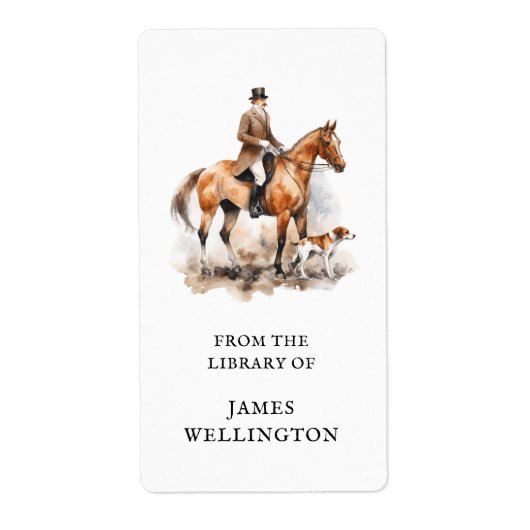 Elegant Equestrian British Hunter Horse Ex Libris Etiket (Voorkant)