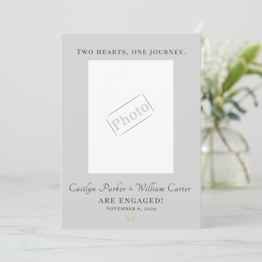 Elegant Equestrian Engagement Announcement Card Aankondiging (Staand voorkant)