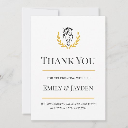 Elegant Equestrian Flat Thank You Card Bedankkaart (Voorkant)