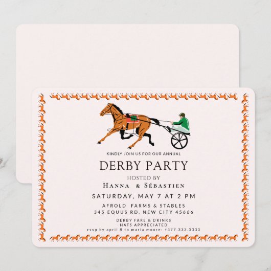Elegant Equestrian Garden Party Invitation Kaart (Voorkant / Achterkant)