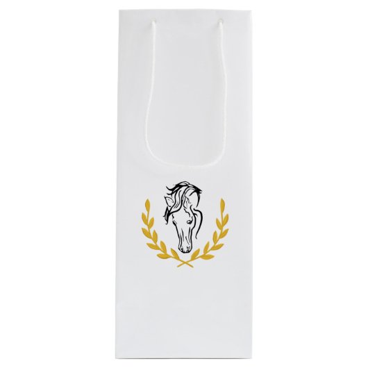 Elegant Equestrian Horse and Laurel Wine Gift Bag Wijn Cadeautas (Voorkant)