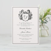 Elegant Equestrian Horse Monogram Crest Wedding Kaart (Staand voorkant)