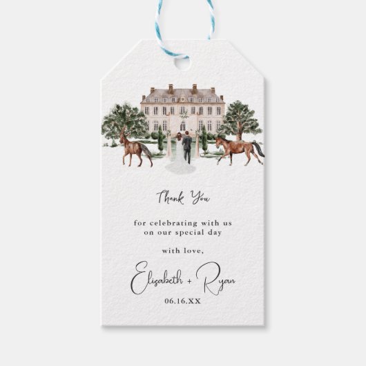Elegant Equestrian Manor | Weddenschap Hartelijk d Cadeaulabel (Voorkant)