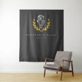 Elegant Equestrian Wedding Backdrop Tapestry Wandkleed (In situ)