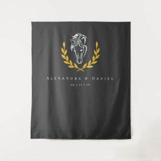 Elegant Equestrian Wedding Backdrop Tapestry Wandkleed