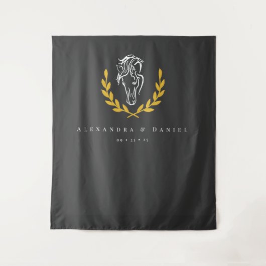 Elegant Equestrian Wedding Backdrop Tapestry Wandkleed (Voorkant)