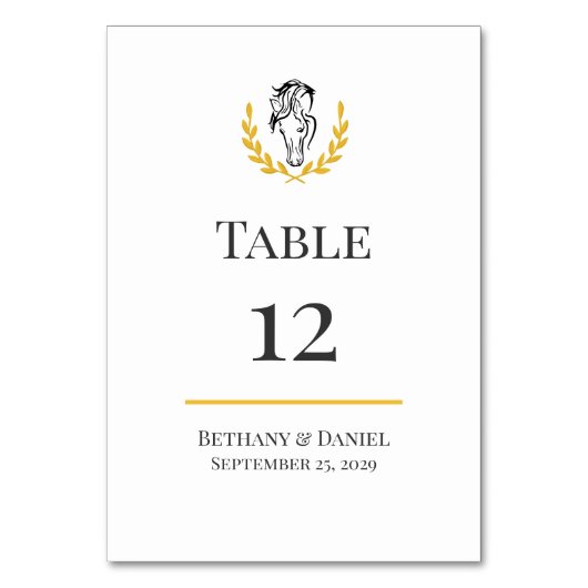 Elegant Equestrian Wedding Table Number Card Kaart (Achterkant)