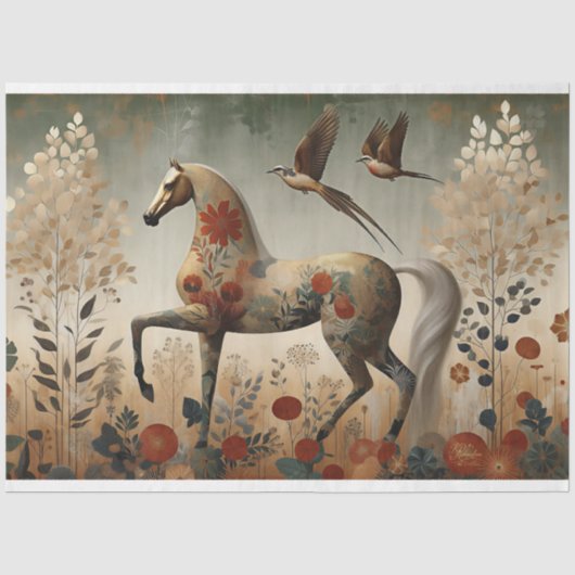 Elegant Equine, Paard, Decoupage Tissuepapier (Voorkant)
