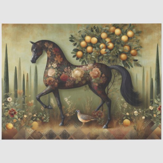 Elegant Equine, Paard, Decoupage Tissuepapier (Voorkant)