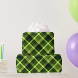 Elegant Erwt Groen Plaid Patroon Verpakking Papier