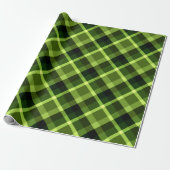 Elegant Erwt Groen Plaid Patroon Verpakking Papier (Uitgerold)