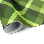 Elegant Erwt Groen Plaid Patroon Verpakking Papier (Rol Hoek)