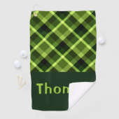 Elegant erwtengroen geplakt monogram golfhanddoek (Insitu)