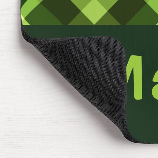 Elegant erwtengroen geplakt monogram mousepad muismat (Hoek)