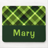 Elegant erwtengroen geplakt monogram mousepad muismat (Voorkant)