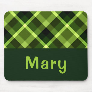 Elegant erwtengroen geplakt monogram mousepad muismat