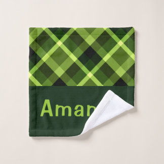 Elegant erwtengroen geplakt monogram washandje