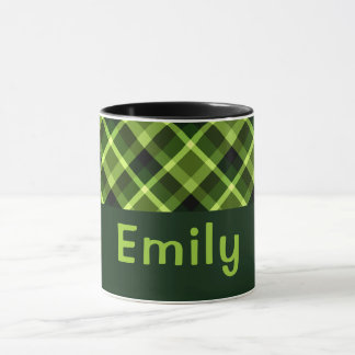 Elegant erwtengroen Plaid Monogram 11 oz Mok