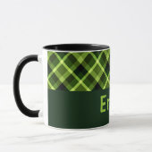 Elegant erwtengroen Plaid Monogram 11 oz Mok (Links)