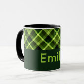 Elegant erwtengroen Plaid Monogram 11 oz Mok (Voorkant links)
