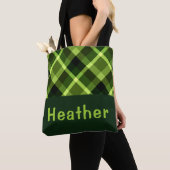 Elegant erwtengroen Plaid Monogram Canvas tas (Dichtbij)