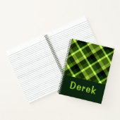 Elegant erwtengroen Plaid Monogram Notitieboek (Binnen)