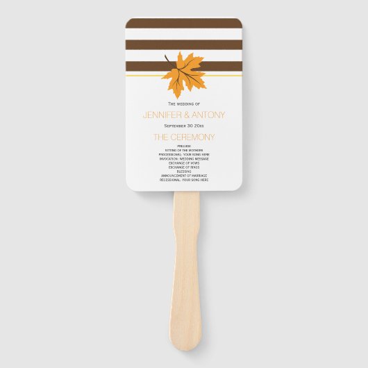 Elegant esdoornblad, strepen vallen bruiloft progr handwaaier (Voorkant)