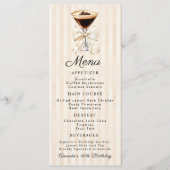 Elegant Espresso Martini Birthday Dinner Flat Menu (Voorkant)