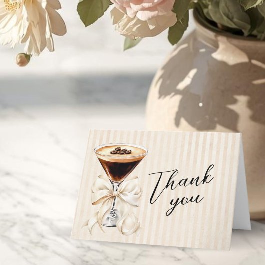 Elegant Espresso Martini Folded Thank You Card Bedankkaart