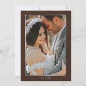 Elegant Espresso & Silver Script Photo Wedding Kaart (Achterkant)