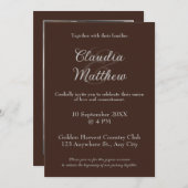 Elegant Espresso & Silver Script Photo Wedding Kaart (Voorkant / Achterkant)