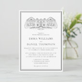 Elegant Estate Illustration Wedding Invitation Kaart (Staand voorkant)