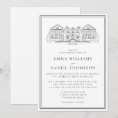 Elegant Estate Illustration Wedding Invitation Kaart (Voorkant / Achterkant)