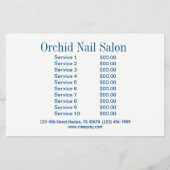 Elegant Esthetician SPA Nail Salon prijslijsten Flyer (Achterkant)