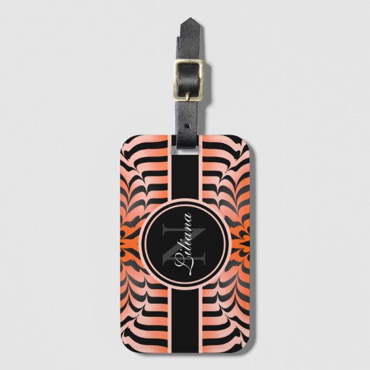 Elegant esthetisch Sinaasappel en zwarte tijgerhui Bagagelabel (Voorkant (verticaal))