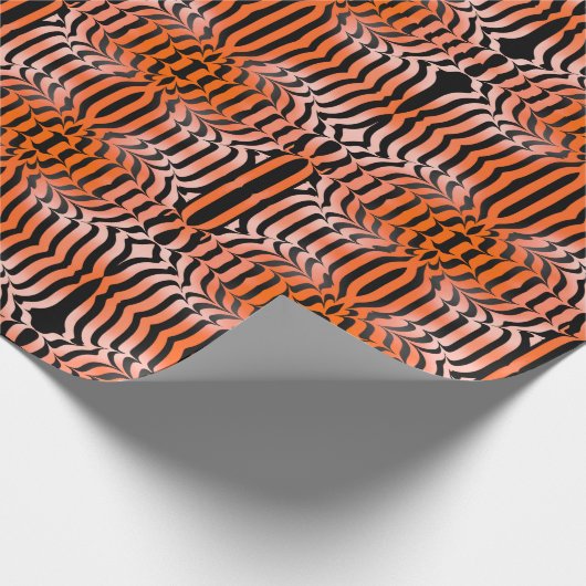 Elegant esthetisch Sinaasappel en zwarte tijgerhui Cadeaupapier (Hoek)
