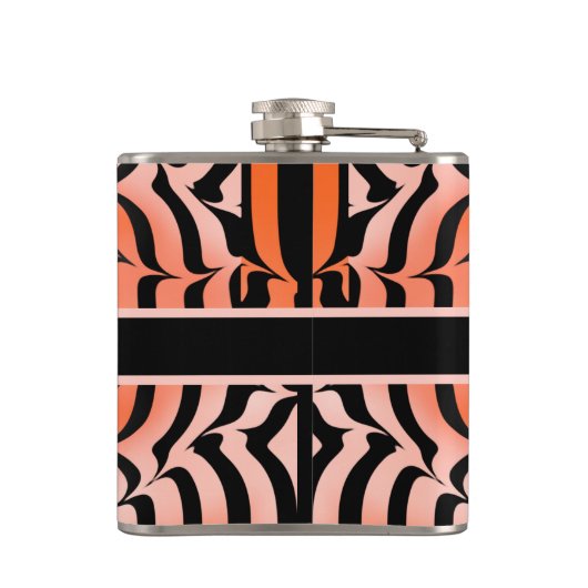 Elegant esthetisch Sinaasappel en zwarte tijgerhui Heupfles (Achterkant)