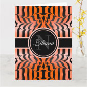 Elegant esthetisch Sinaasappel en zwarte tijgerhui Kaart (Gele Bloem)