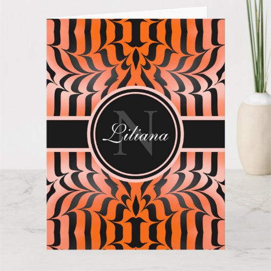 Elegant esthetisch Sinaasappel en zwarte tijgerhui Kaart (Voorkant)