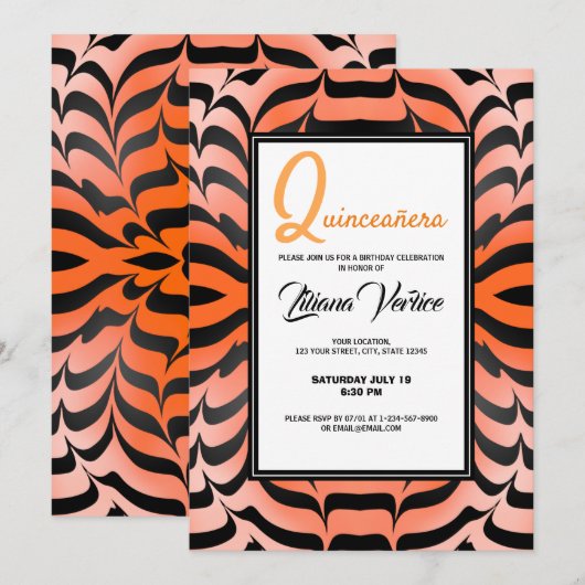 Elegant esthetisch Sinaasappel en zwarte tijgerhui Kaart (Voorkant / Achterkant)